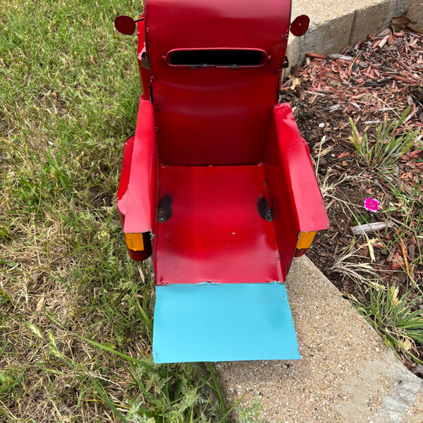 USA FLAG TRUCK 24" PICKUP PATRIOTIC TRUCK RED WHITE TAIL DOWN METAL GARDEN ART FIGURINE WESTERN HOME DECOR HANDMADE #EH12855