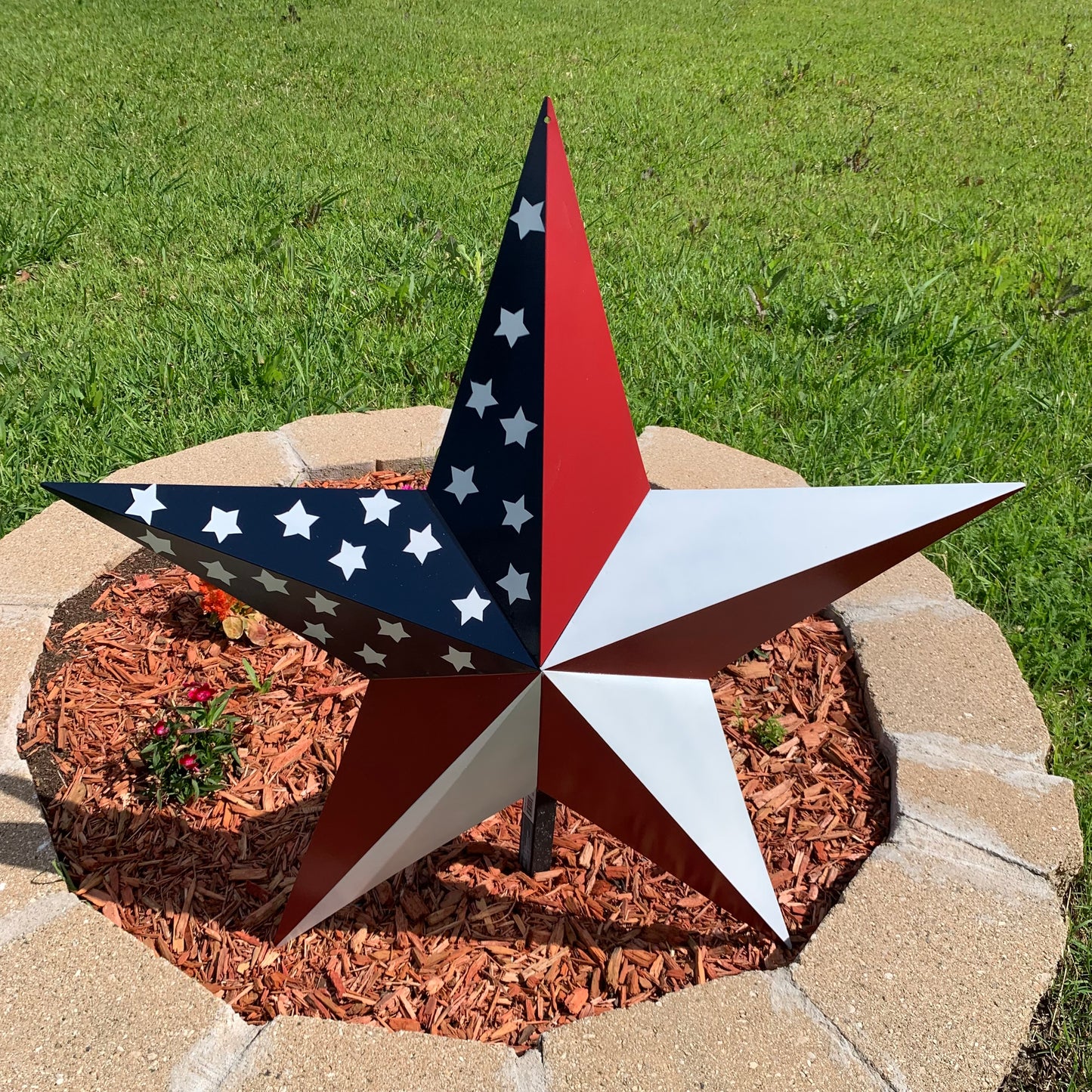 USA FLAG STAR STYLE# 5 RED WHITE & BLUE AMERICANA METAL BARN STAR WALL ART HANDMADE TO ORDER NEW #EH13380