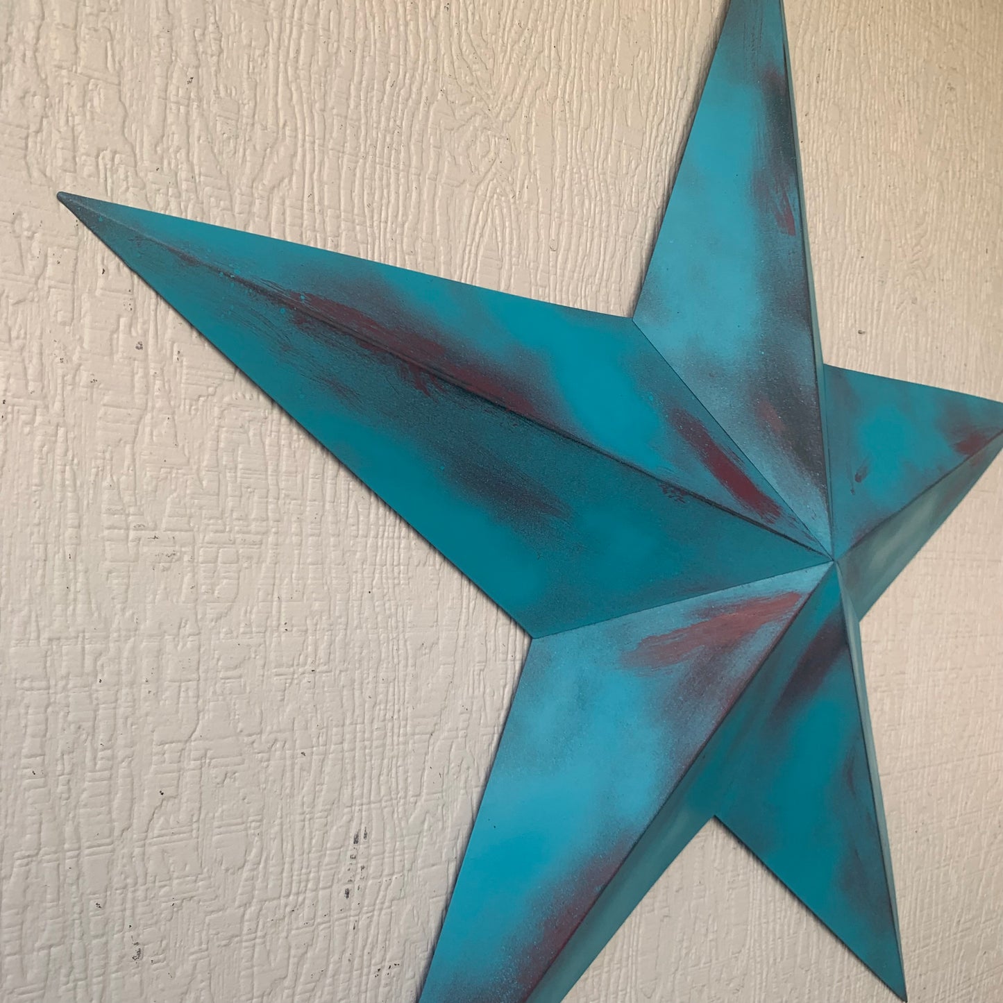 #EH10540 TURQUOISE DISTRESSED TWO TONE BARN STAR METAL ART WESTERN HOME DECOR HANDMADE NEW