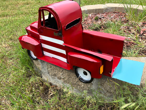 USA FLAG TRUCK 24" PICKUP PATRIOTIC TRUCK RED WHITE TAIL DOWN METAL GARDEN ART FIGURINE WESTERN HOME DECOR HANDMADE #EH12855