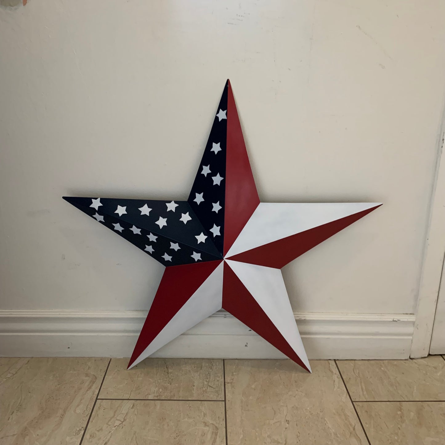 USA FLAG STAR STYLE# 5 RED WHITE & BLUE AMERICANA METAL BARN STAR WALL ART HANDMADE TO ORDER NEW #EH13380
