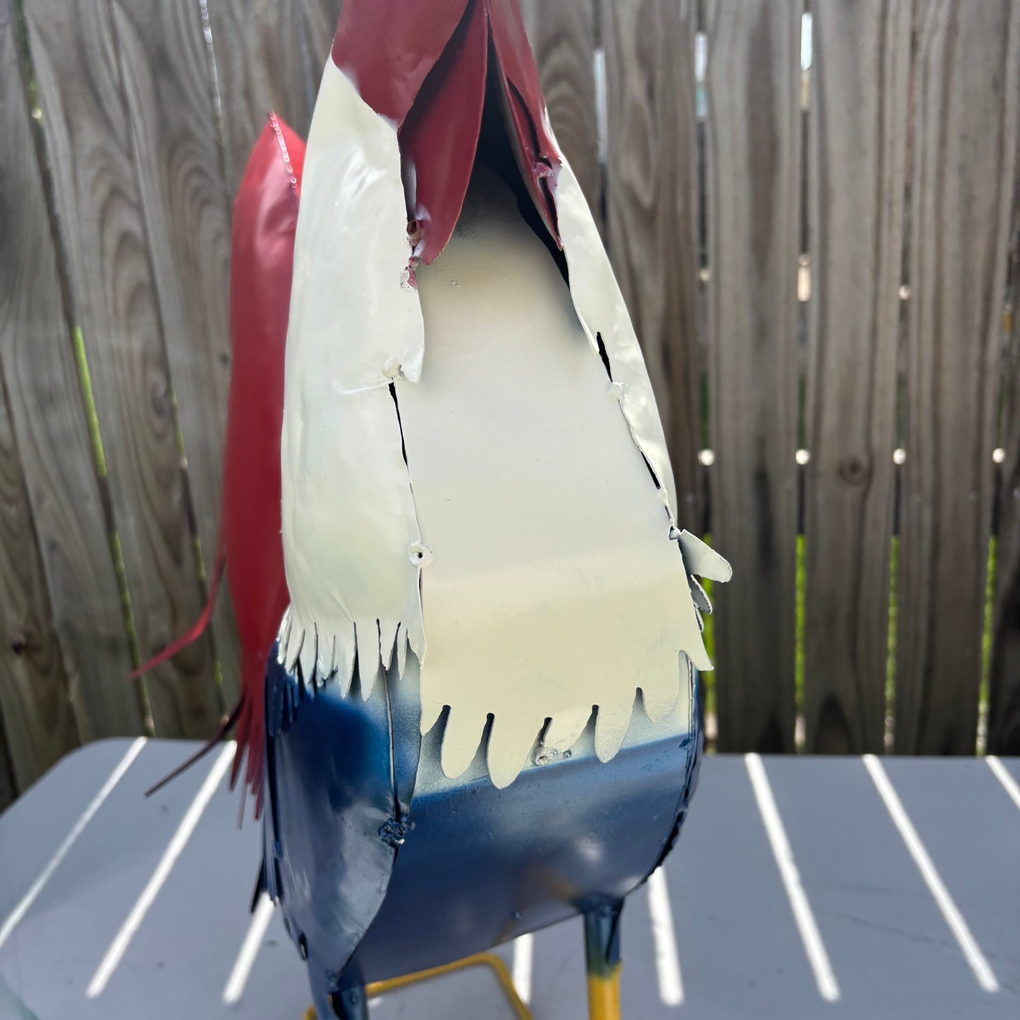 ROOSTER RED WHITE BLUE PATRIOTIC GARDEN METAL SCULPTURE WESTERN HOME DECOR ORNAMENT HANDMADE #34-003 18",30",40"