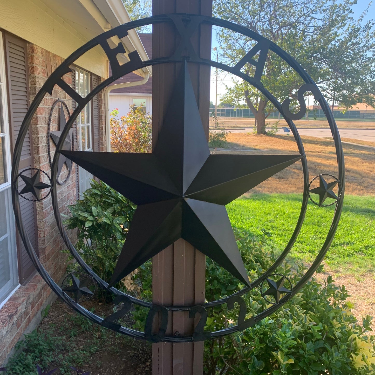 TEXAS 2022 STYLE CUSTOM NAME STAR BARN METAL LONE STAR 3d TWISTED ROPE RING WESTERN HOME DECOR RUSTIC  BLACK HANDMADE 24",32",34",36",40",42",44",46",50"