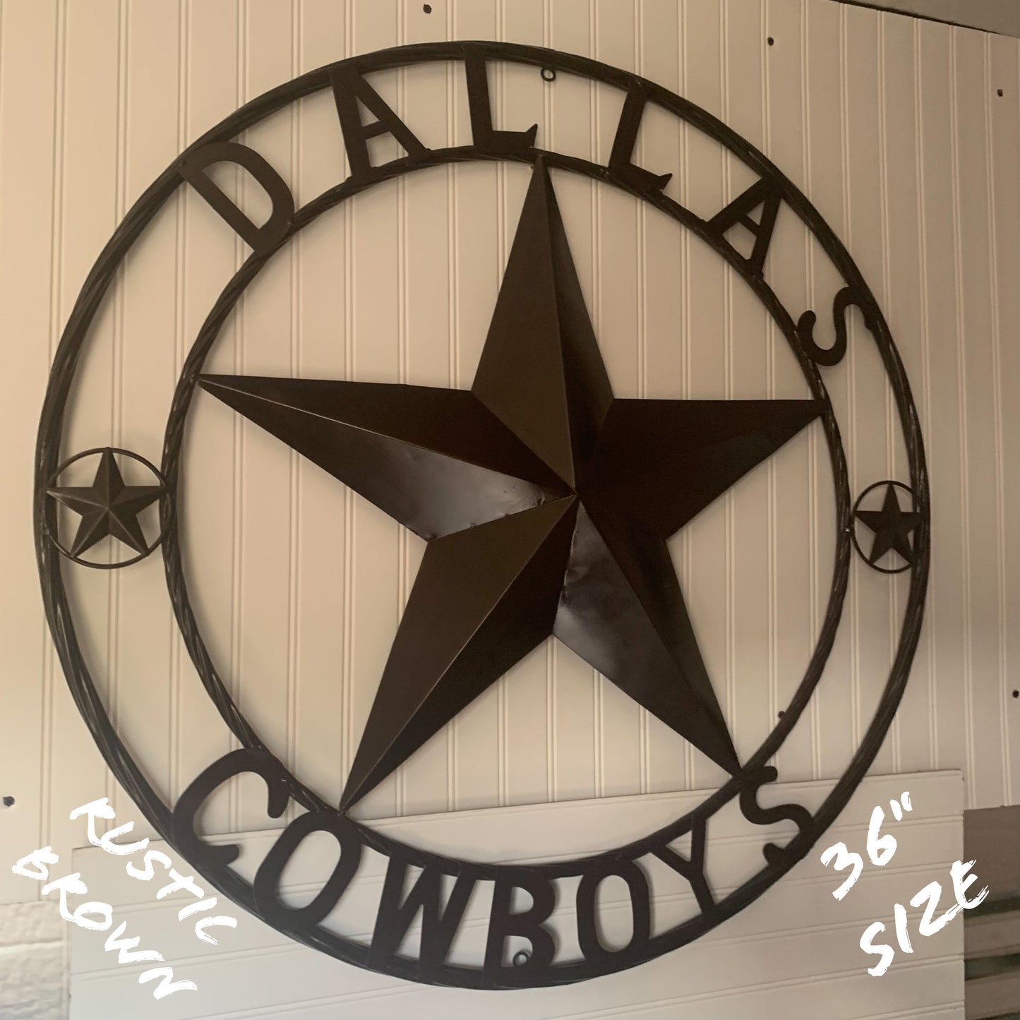 DALLAS COWBOYS RUSTIC BROWN BARN CUSTOM VINTAGE STAR METAL LONE STAR WALL ART WESTERN HOME DECOR HANDMADE