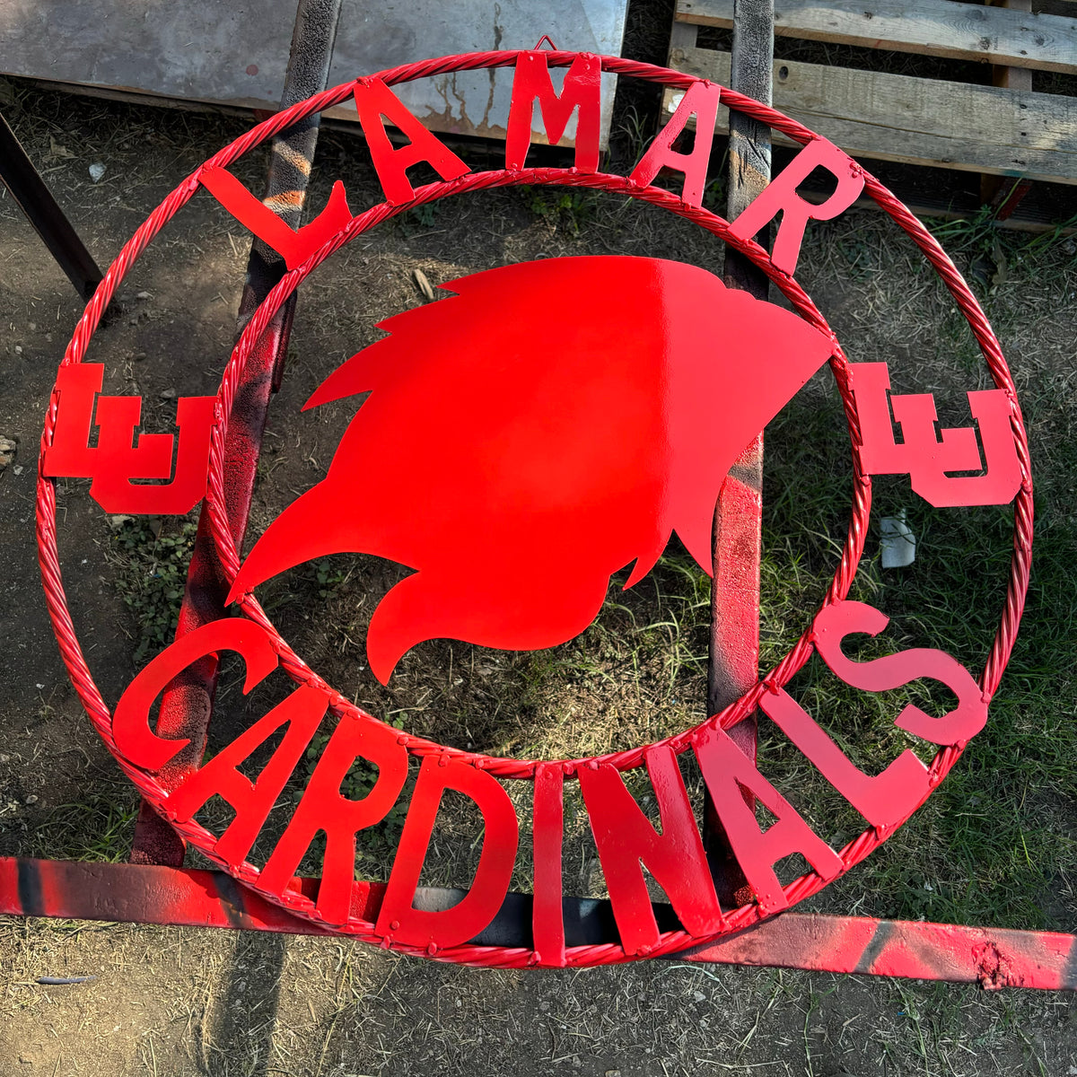 LAMAR CARDINALS CUSTOM METAL VINTAGE CRAFT SIGN WALL ART RUSTIC TEAM WESTERN HOME DECOR HANDMADE