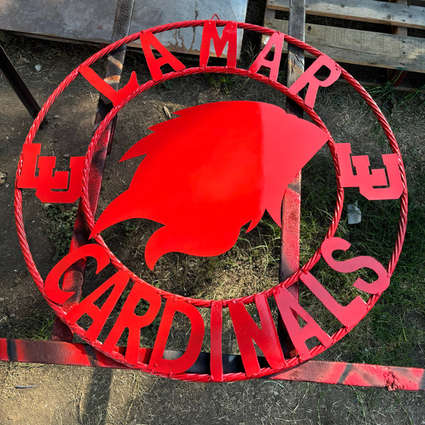 LAMAR CARDINALS CUSTOM METAL VINTAGE CRAFT SIGN WALL ART RUSTIC TEAM WESTERN HOME DECOR HANDMADE