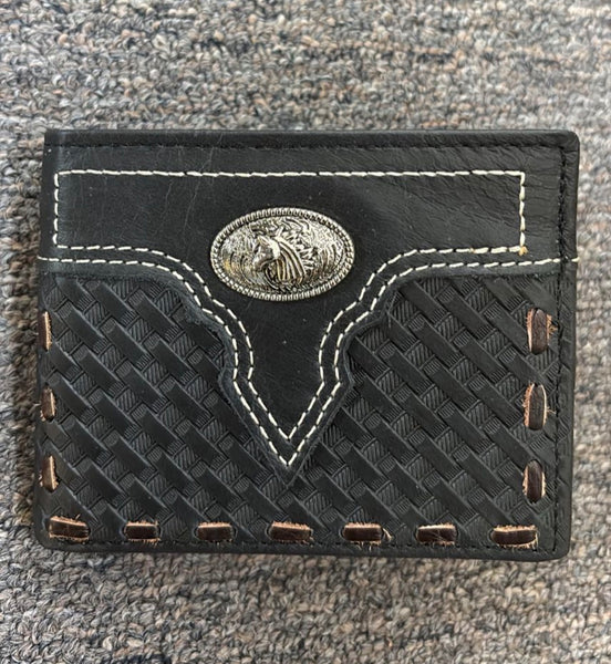5" MEN'S HORSE  BLACK WALLET GENUINE LEATHER BIFOLD WESTERN STYLE WALLET NEW