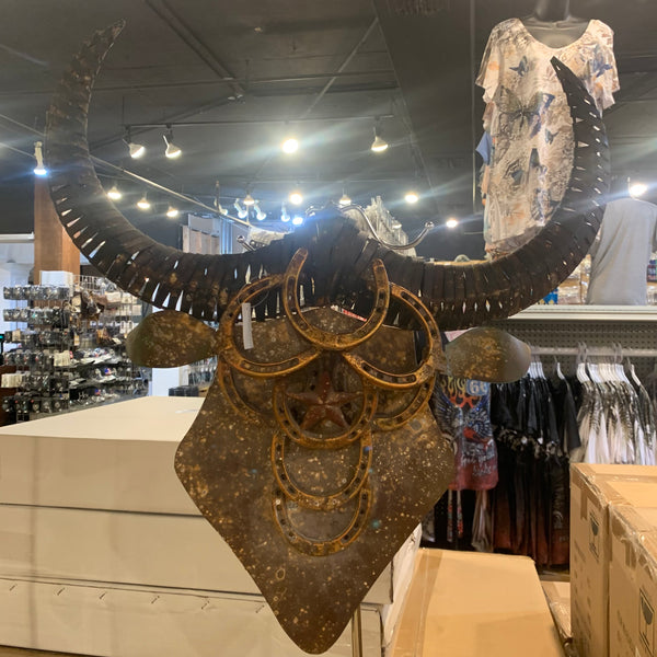 #EH11204 TEXAS LONGHORNS 28" X 25" METAL WALL ART WESTERN HOME DECOR HANDMADE NEW