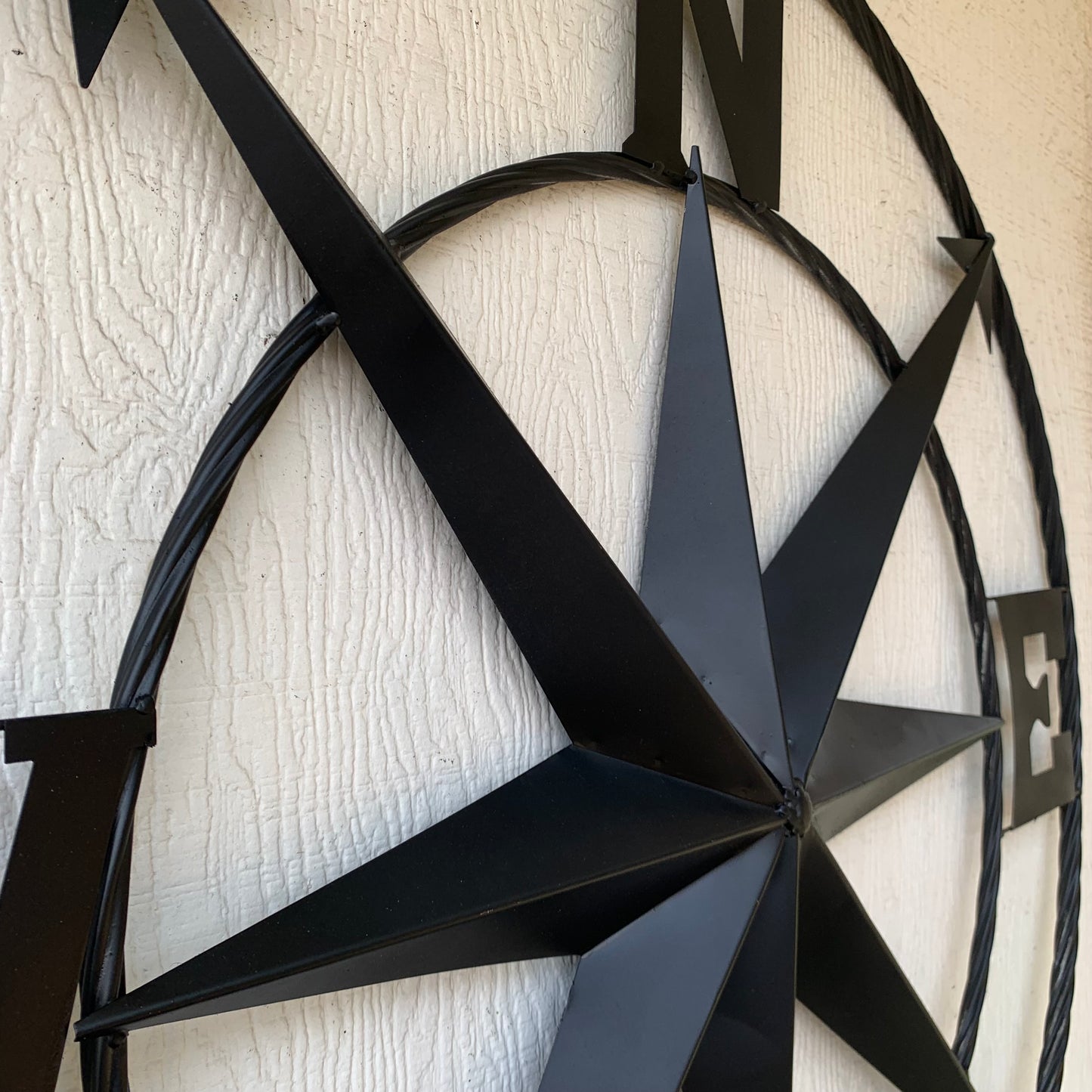 36" COMPASS RUSTIC BLACK METAL SIGN WALL ART WESTERN HOME DECOR HANDMADE NEW