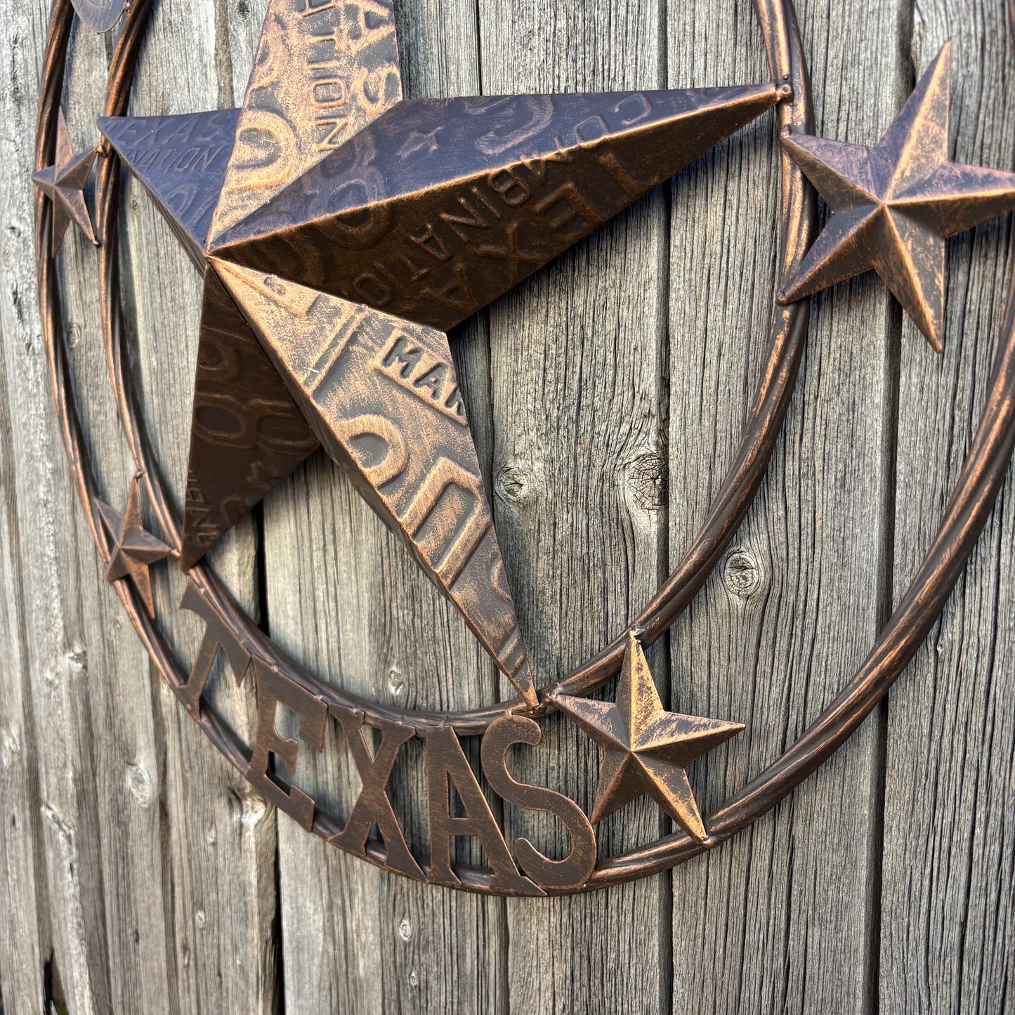 GOD BLESS TEXAS LICENSE PLATE EMBOSSED STAR BARN STAR METAL LONE STAR WESTERN HOME DECOR HANDMADE