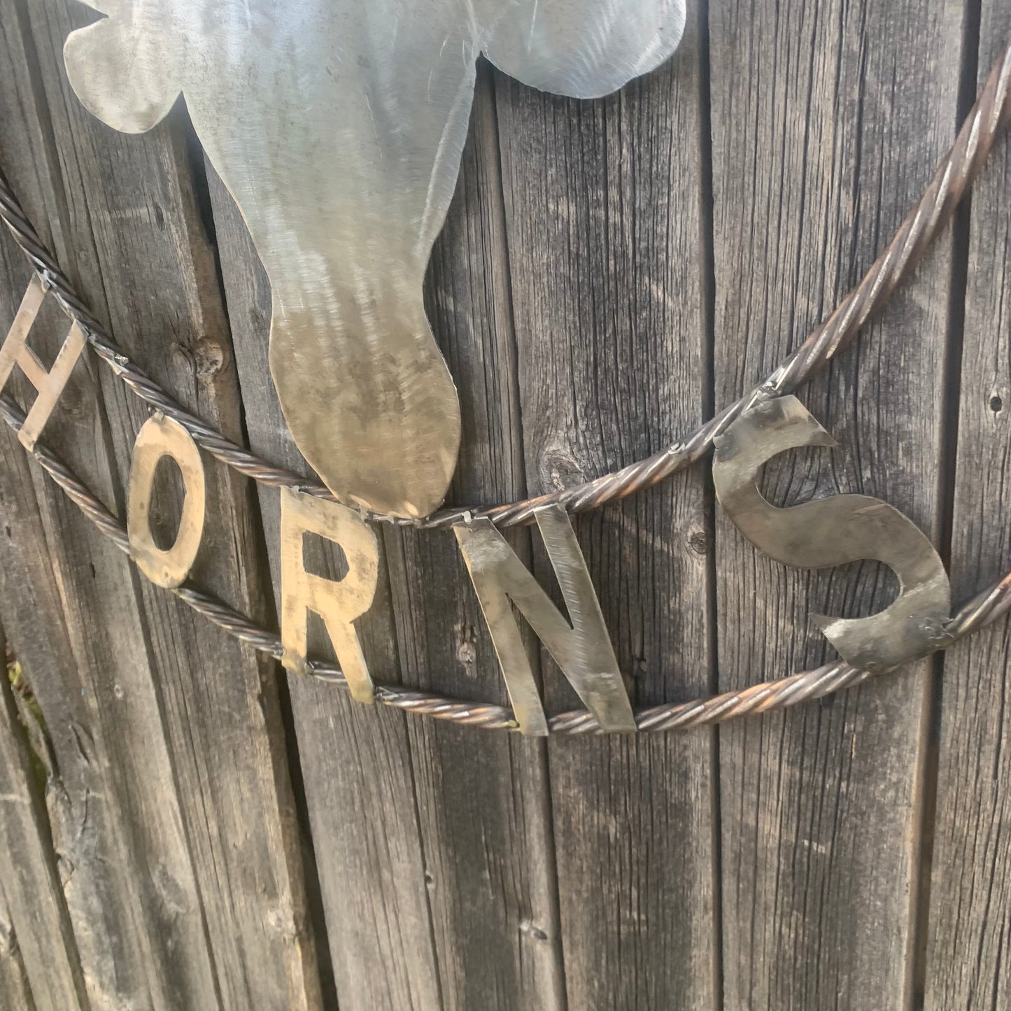 HOOKEM HORNS & LONE STAR TEXAS LONGHORNS HOOK EM RAW METAL UNPAINTED CUSTOM VINTAGE CRAFT WALL ART TEAM SIGN HANDMADE