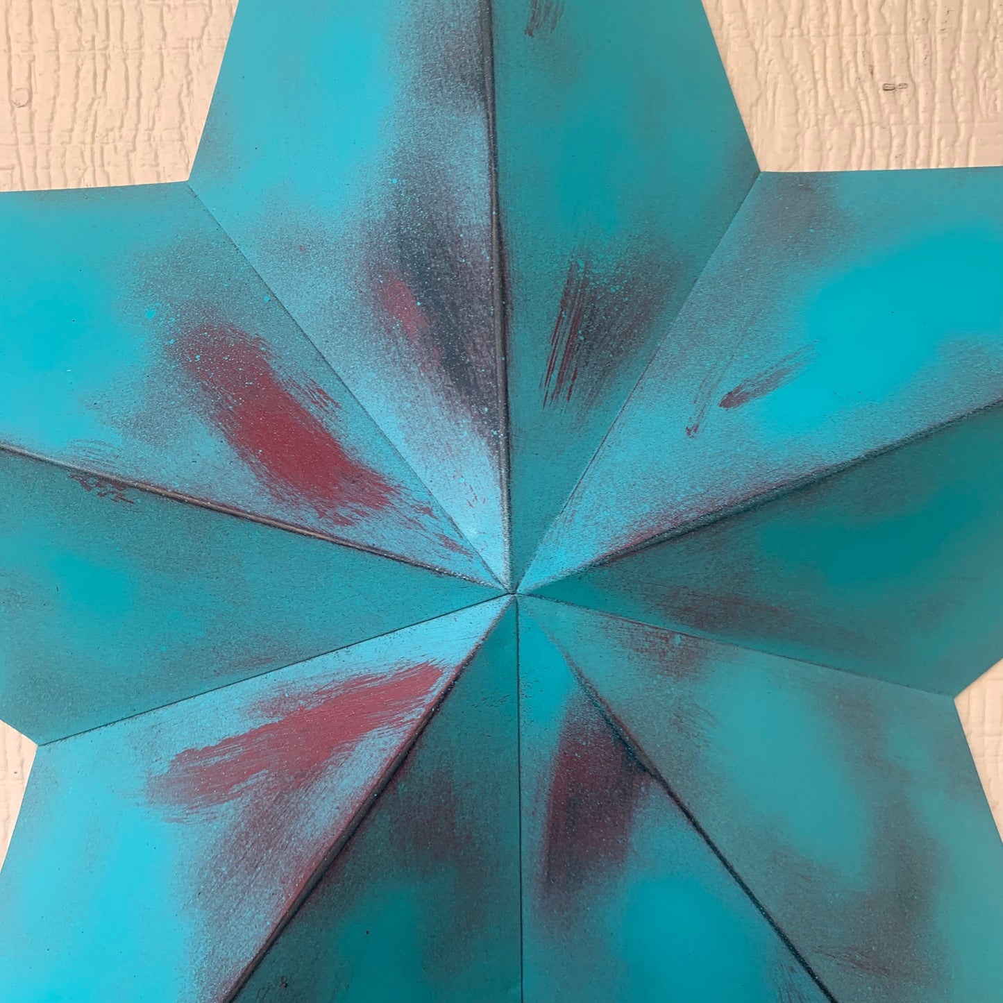 #EH10540 TURQUOISE DISTRESSED TWO TONE BARN STAR METAL ART WESTERN HOME DECOR HANDMADE NEW
