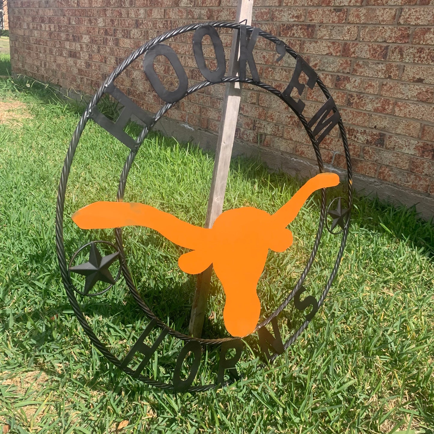 HOOKEM HORNS WITH LONE STAR TEXAS LONGHORNS HOOK EM METAL CUSTOM VINTAGE CRAFT WALL ART TEAM SIGN HANDMADE