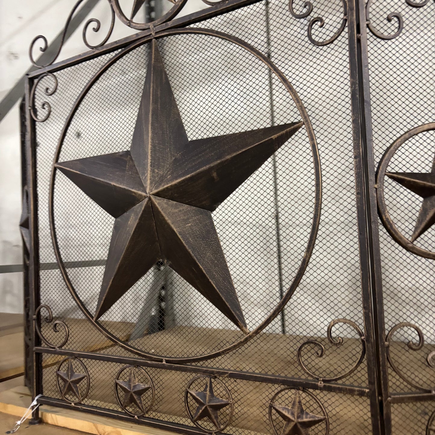 LONESTAR METAL FIREPLACE SCREEN W/ STAR 41.5" X 34.25" WESTERN HOME DECOR HANDMADE #EH80003
