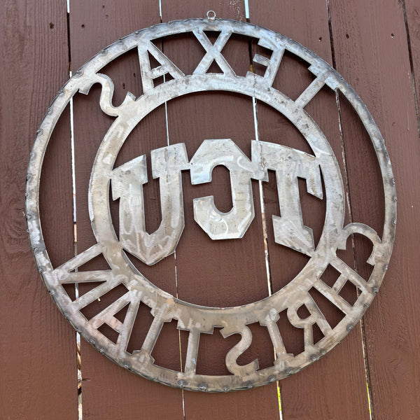 TCU TEXAS CHRISTIAN CUSTOM RAW METAL VINTAGE CRAFT TEAM SIGN UNPAINTED HANDMADE