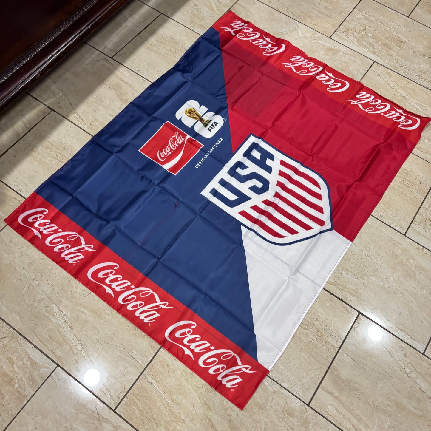 FIFA WORLD CUP 2026 USA COCACOLA FLAG 3ft x 4ft GENUINE LICENSES WESTERN HOME DECOR  #EH13732
