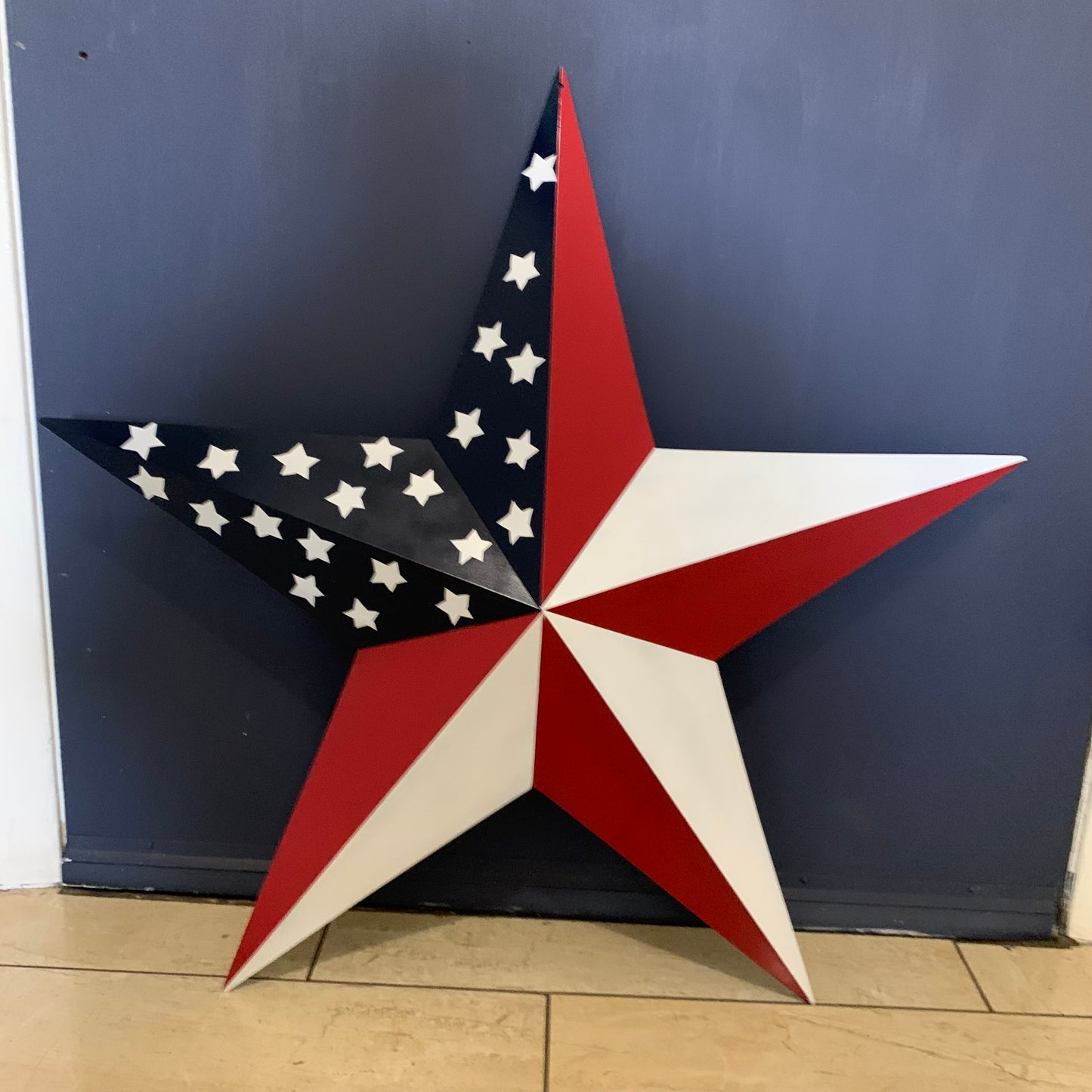 USA FLAG STAR STYLE# 5 RED WHITE & BLUE AMERICANA METAL BARN STAR WALL ART HANDMADE TO ORDER NEW #EH13380