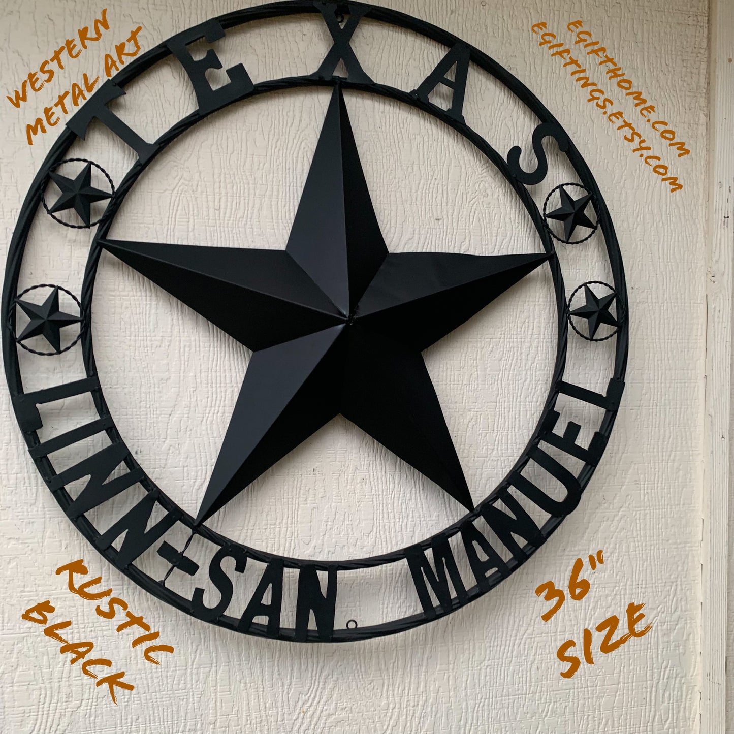 LINN SAN MANUEL STYLE YOUR CUSTOM NAME STAR METAL BARN LONE STAR 3d TWISTED ROPE RING WESTERN HOME DECOR HANDMADE NEW