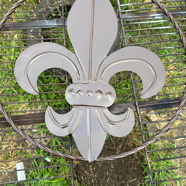 FLEUR DE LIS BROWN METAL WALL ART SIGN WESTERN HOME DECOR HANDMADE NEW 12",18",24",32"