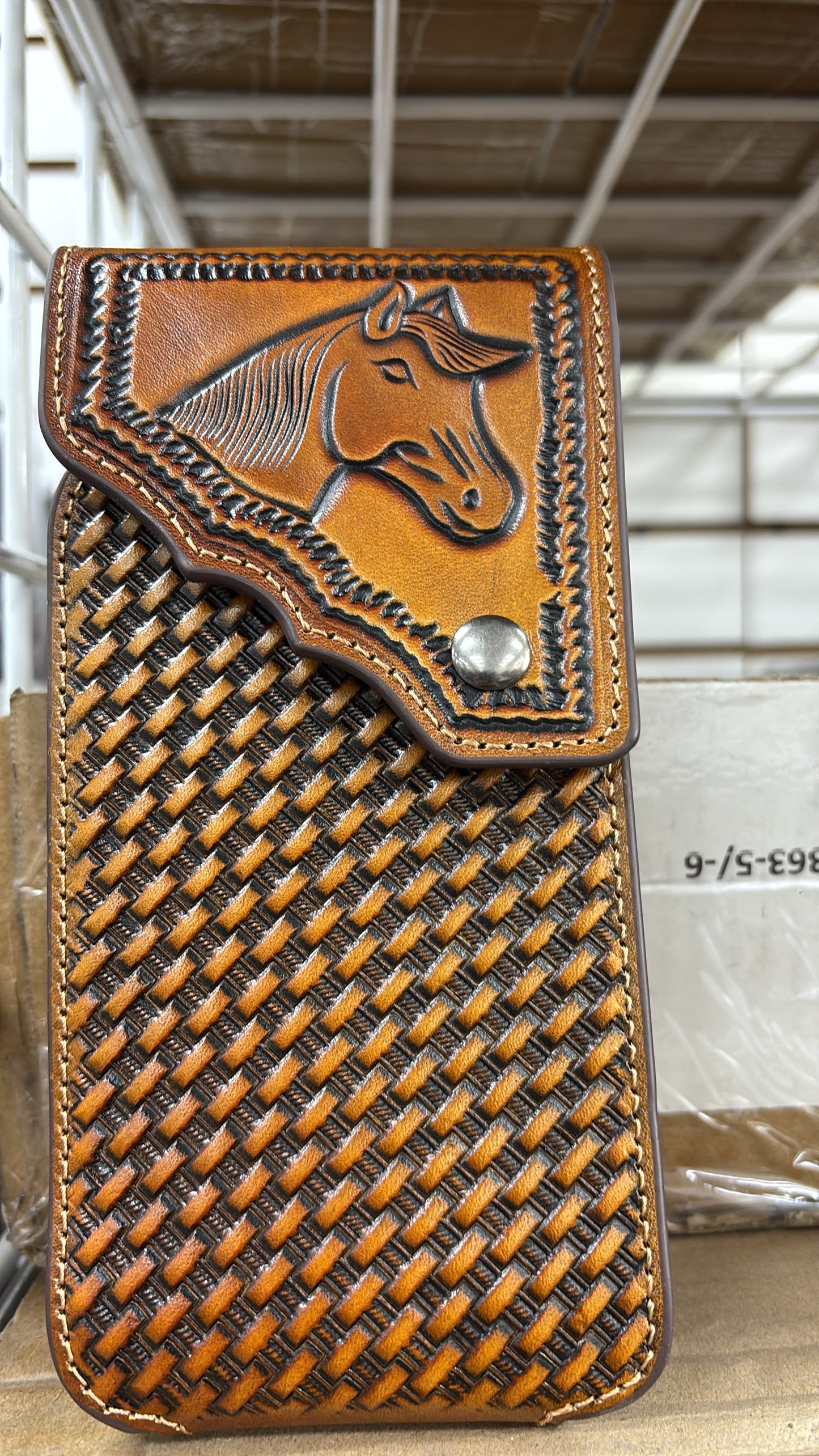 7" HORSE PHONE HOLSTER LEATHER LARGE BELT LOOP CASE UNIVERSAL HANDMADE