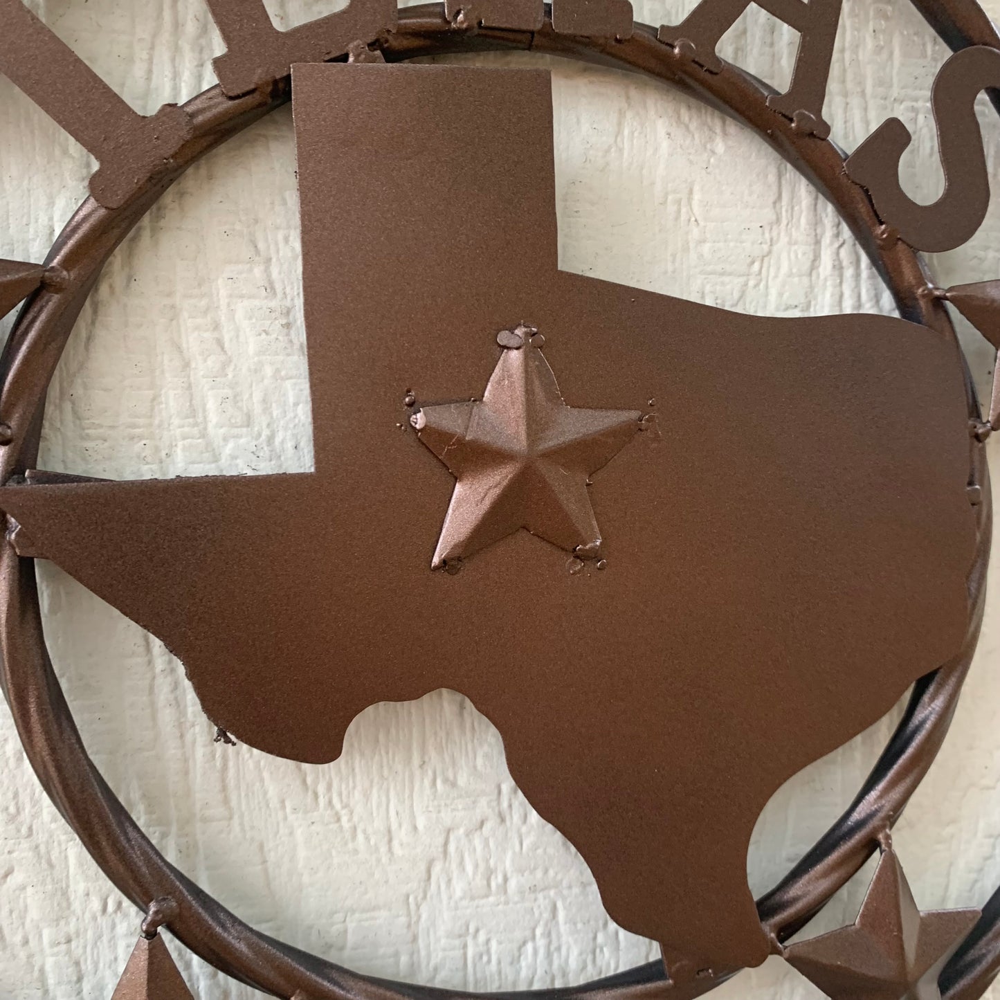 12" STATE OF TEXAS MAP RUSTIC BRONZE TWISTED RING METAL SIGN WESTERN HOME DECOR HANDMADE NEW