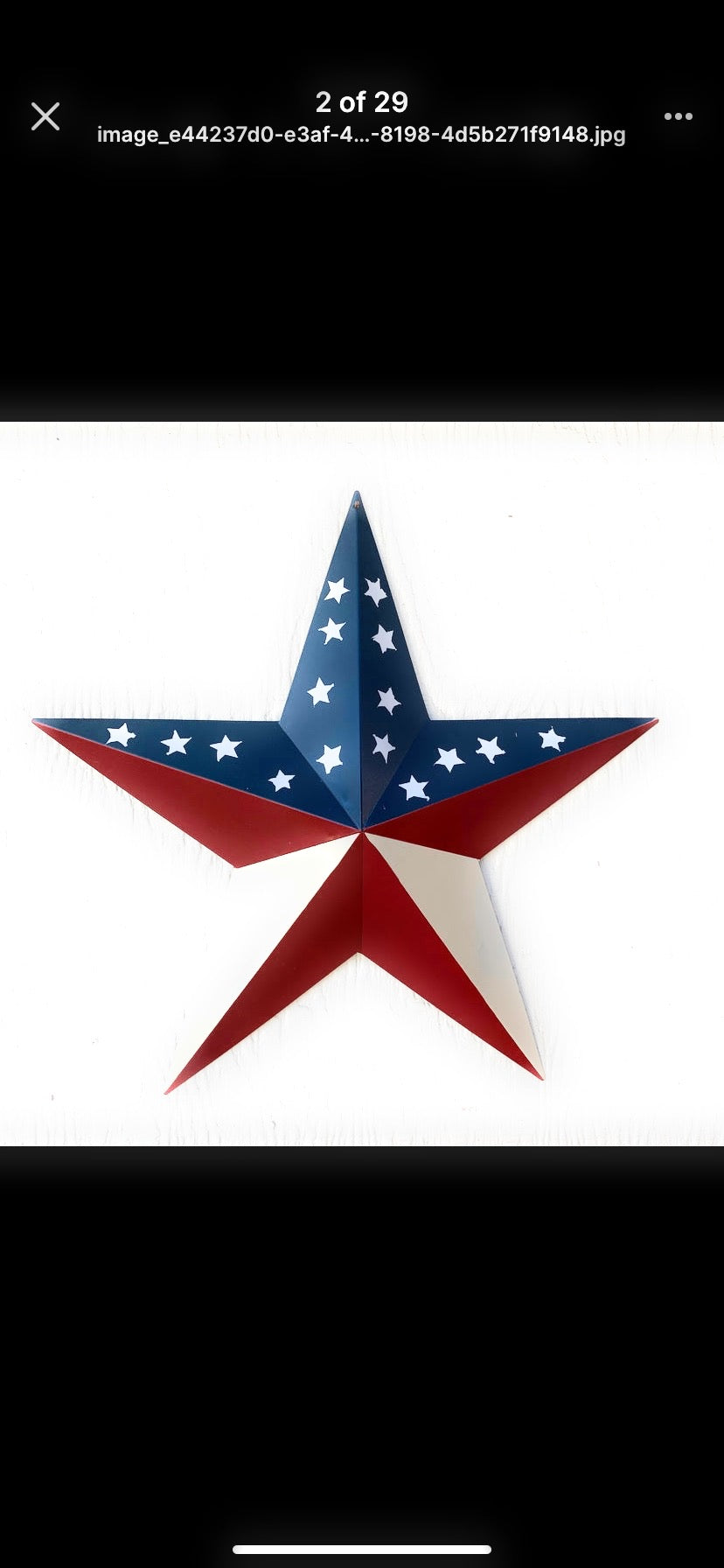 16",24",30",36" USA AMERICAN FLAG STAR RED WHITE & BLUE METAL BARN STAR STYLE# 6 HANDMADE #EH13523
