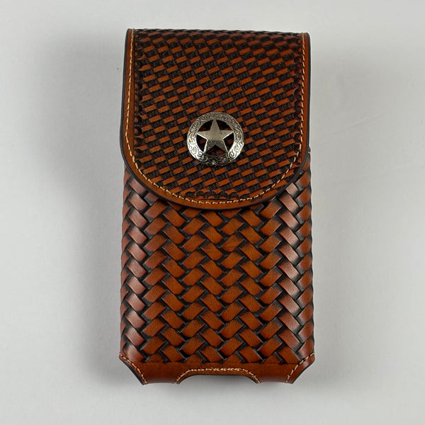 7" LONE STAR LEATHER HOLSTER TAN BROWN STAR POUCH EXTRA LARGE  BELT LOOP CELL PHONE CASE UNIVERSAL OVERSIZE #EH12702