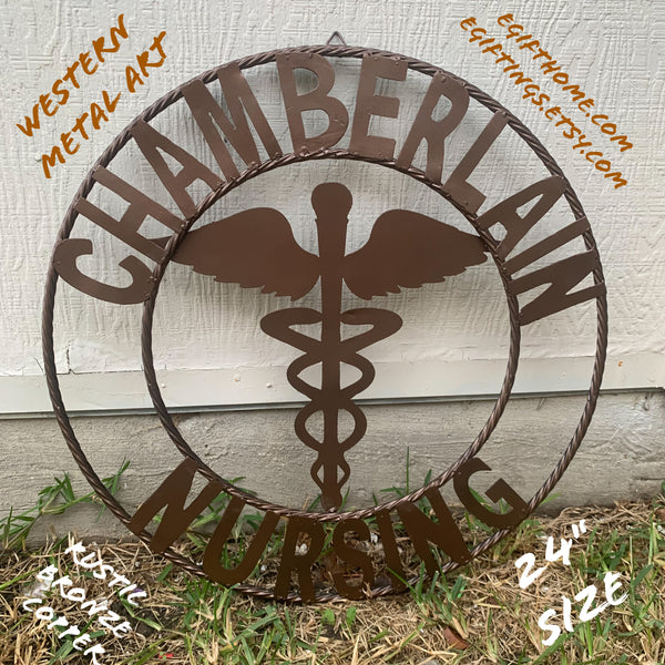 CHAMBERLAIN NURSING STYLE CUSTOM NAME SIGN MEDICAL LOGO HANDMADE