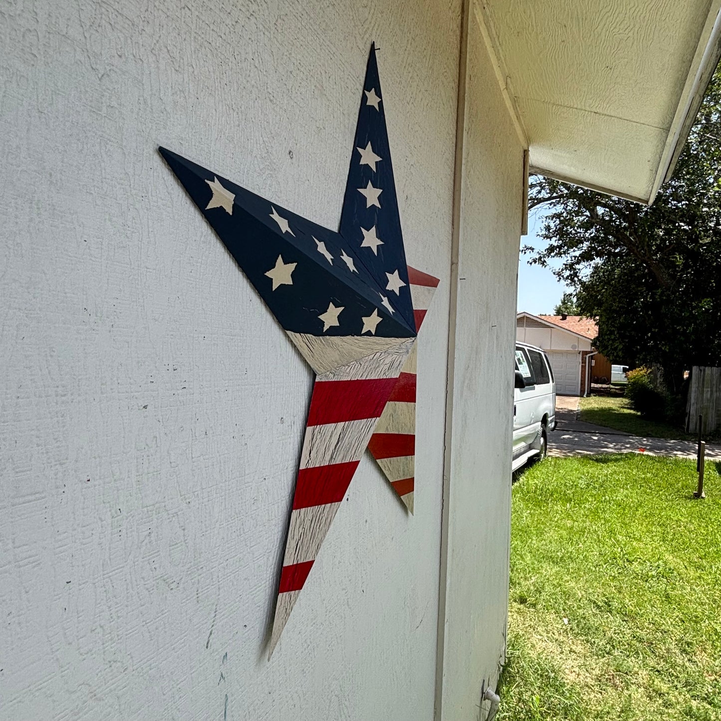 USA FLAG STAR CRACKLE RED IVORY NAVY BLUE METAL BARN STAR METAL WALL ART WESTERN HOME DECOR HANDMADE NEW