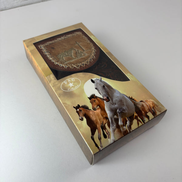 7" COWBOY PRAYER  LEATHER HOLSTER BROWN POUCH EXTRA LARGE  BELT LOOP CELL PHONE CASE UNIVERSAL OVERSIZE