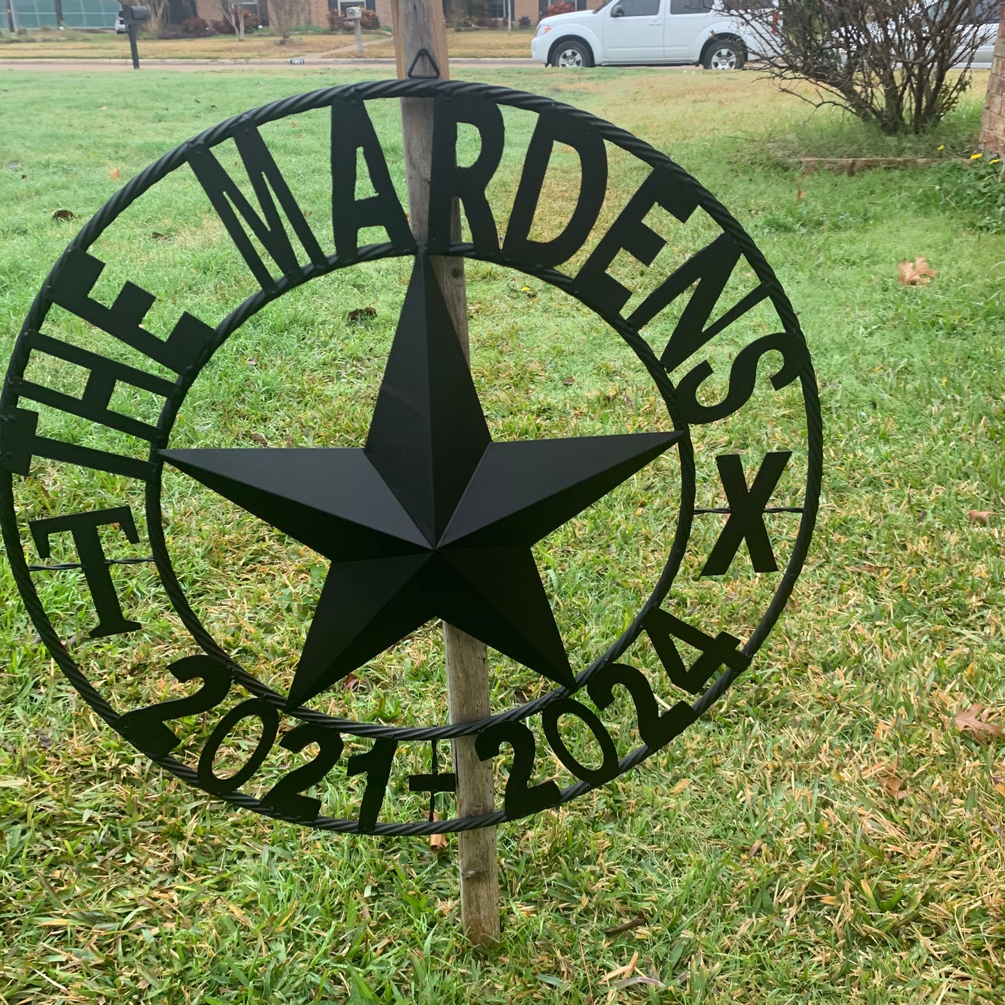 MARDENS STYLE CUSTOM NAME STAR BARN METAL STAR 3d TWISTED ROPE RING WESTERN HOME DECOR RUSTIC BLACK HANDMADE 24",32",36",50"