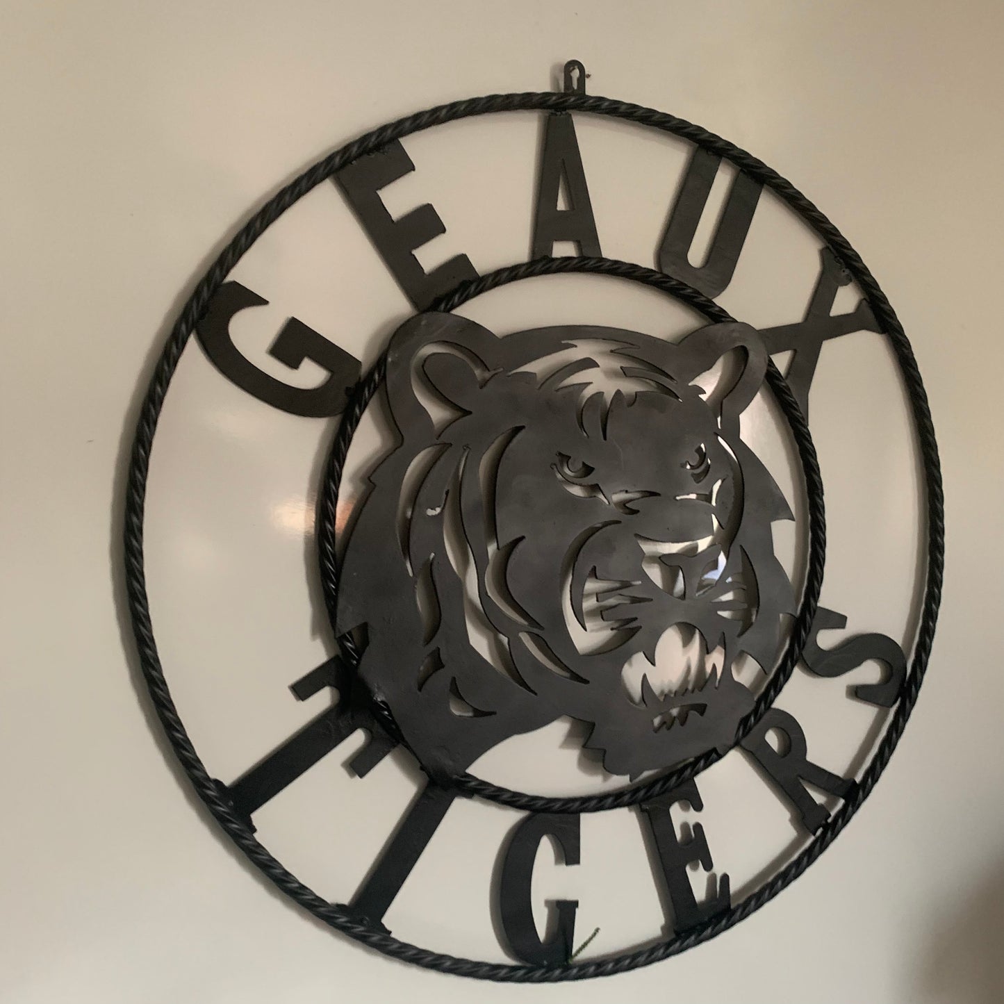 GEAUX TIGERS BLACK CUSTOM METAL VINTAGE CRAFT SIGN TEAM HANDMADE