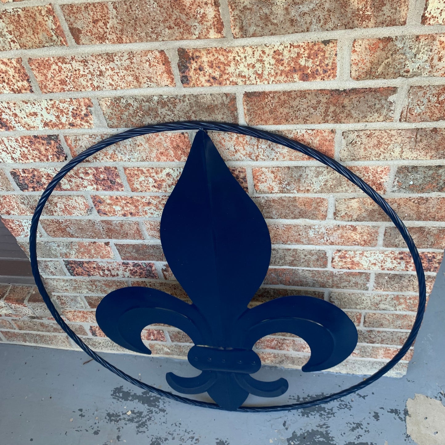 NAVY BLUE 24",36" FLEUR DE LIS METAL WALL ART SIGN WESTERN HOME DECOR HANDMADE NEW #EH10764