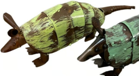 24" ARMADILLO GARDEN SCULPTURE YELLOW COLOR YARD METAL ORNAMENT PATRIOTIC DECOR WESTERN HOME DECOR HANDMADE #EH13190