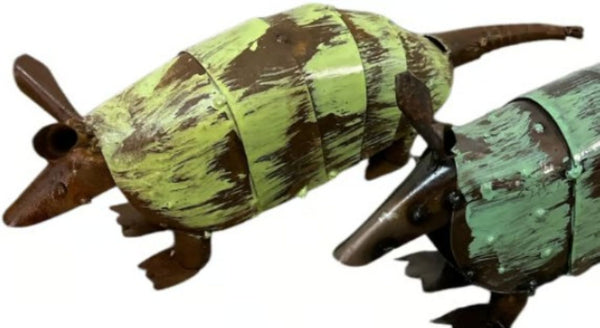 24" ARMADILLO GARDEN SCULPTURE YELLOW COLOR YARD METAL ORNAMENT PATRIOTIC DECOR WESTERN HOME DECOR HANDMADE #EH13190