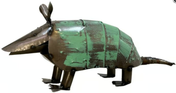 24" ARMADILLO GARDEN SCULPTURE GREEN COLOR YARD METAL ORNAMENT PATRIOTIC DECOR WESTERN HOME DECOR HANDMADE #EH13189