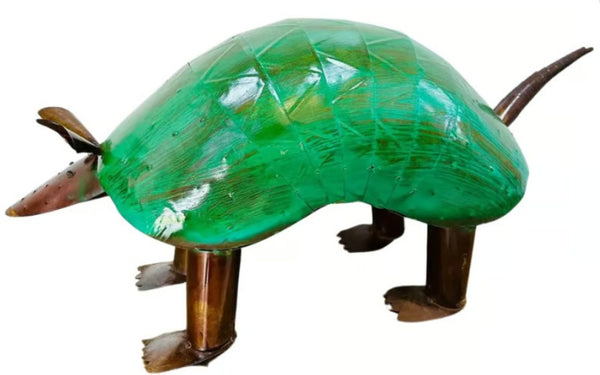 38" ARMADILLO GARDEN SCULPTURE GREEN YARD METAL ORNAMENT PATRIOTIC DECOR WESTERN HOME DECOR HANDMADE #EH13194