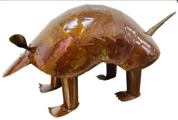 38" ARMADILLO GARDEN SCULPTURE GREEN YARD METAL ORNAMENT PATRIOTIC DECOR WESTERN HOME DECOR HANDMADE #EH13194