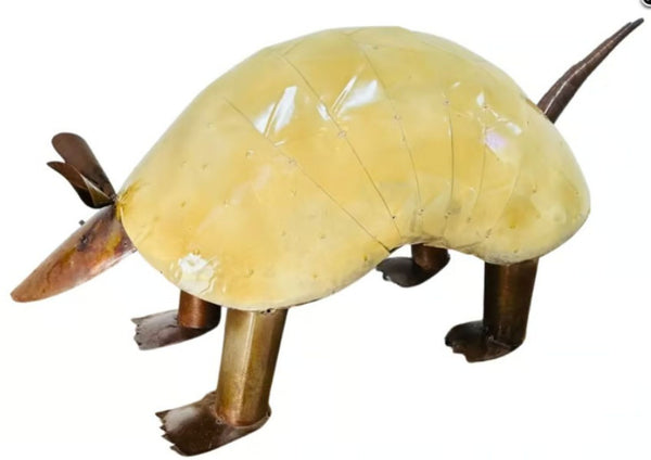 38" ARMADILLO GARDEN SCULPTURE GREEN YARD METAL ORNAMENT PATRIOTIC DECOR WESTERN HOME DECOR HANDMADE #EH13194