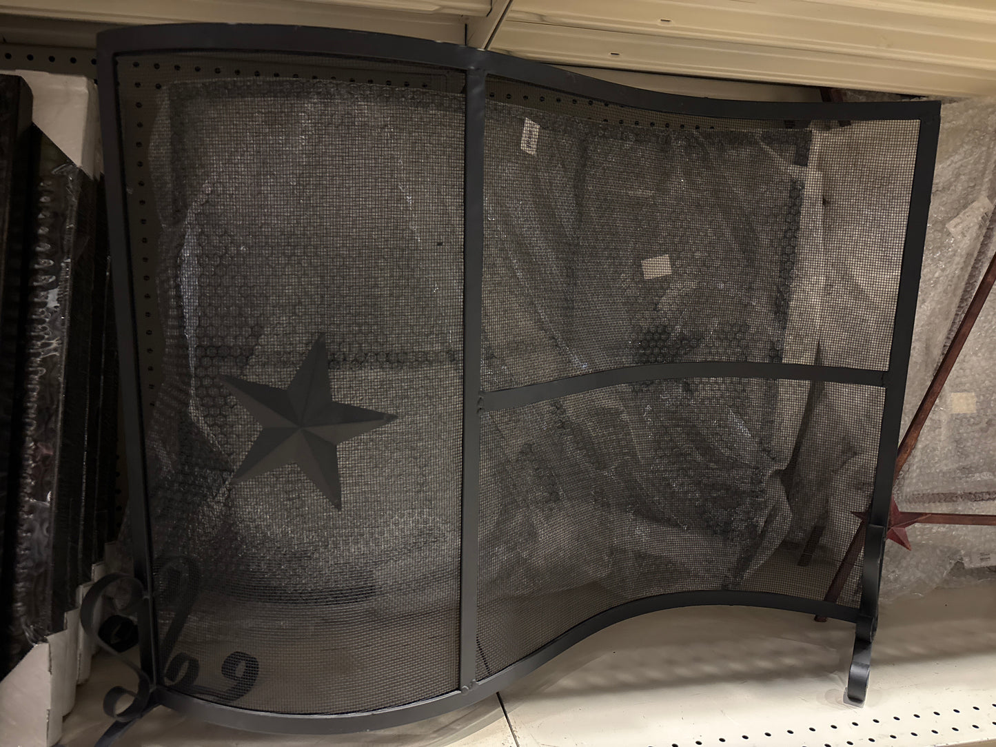 LONESTAR FIREPLACE SCREEN BLACK WESTERN METAL ART HANDMADE NEW #RA5267 SIZE 32" X 25"