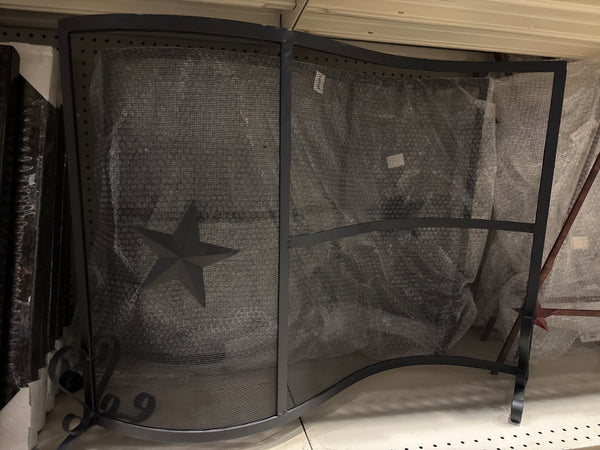 LONESTAR FIREPLACE SCREEN BLACK WESTERN METAL ART HANDMADE NEW #RA5267 SIZE 32" X 25"