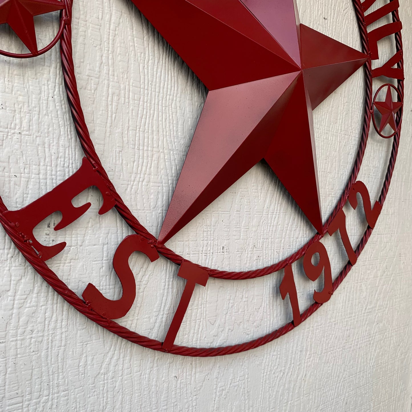 NEGRI FAMILY STYLE YOUR CUSTOM NAME STAR BARN STAR METAL LONE STAR WESTERN HOME DECOR RUSTIC BURGUNDY RED HANDMADE 24",32",36",50"