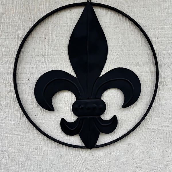 FLEUR DE LIS BLACK FLAT METAL WALL ART SIGN WESTERN HOME DECOR HANDMADE NEW 12",18",24",32"