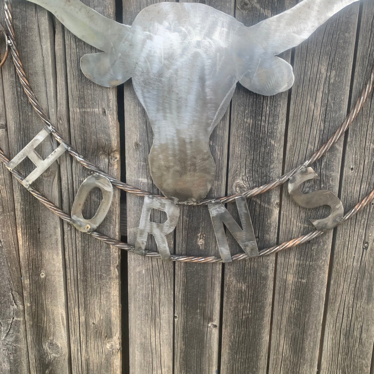 HOOKEM HORNS & LONE STAR TEXAS LONGHORNS HOOK EM RAW METAL UNPAINTED CUSTOM VINTAGE CRAFT WALL ART TEAM SIGN HANDMADE