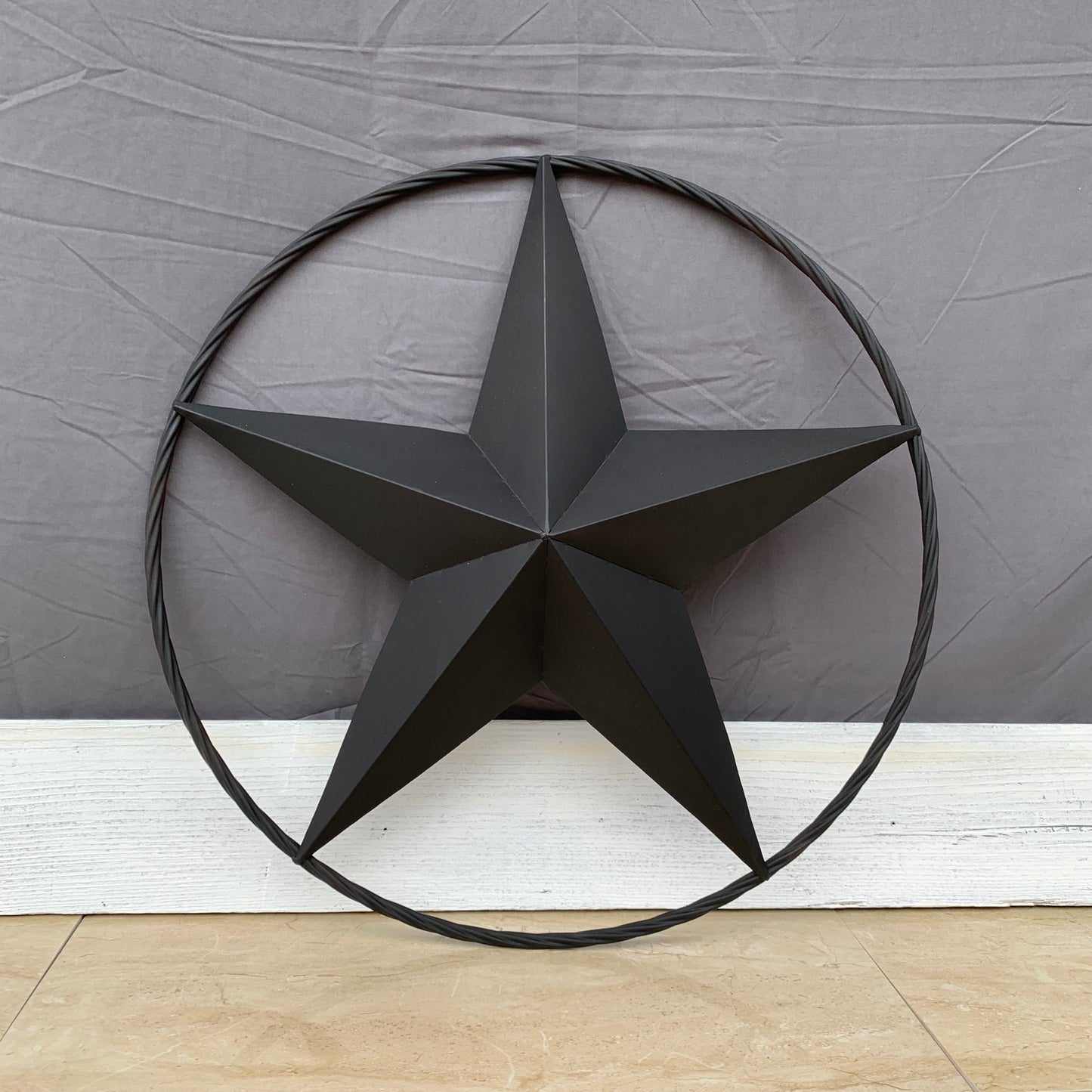 RUSTIC BLACK BARN STAR 3d TWISTED ROPE RING WESTERN HOME DECOR HANDMADE NEW 3" TO 72"-#EH10608
