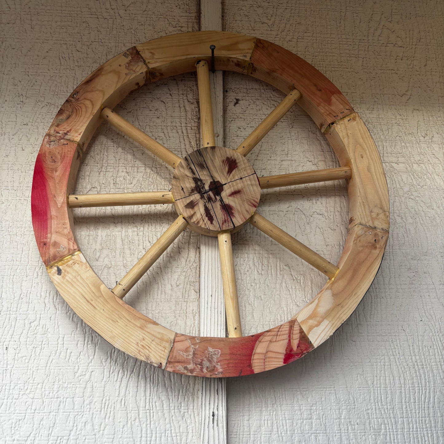 DECORATIVE WAGON WHEEL WOOD WALL ART WESTERN HOME DECOR HANDMADE TEXAS USA