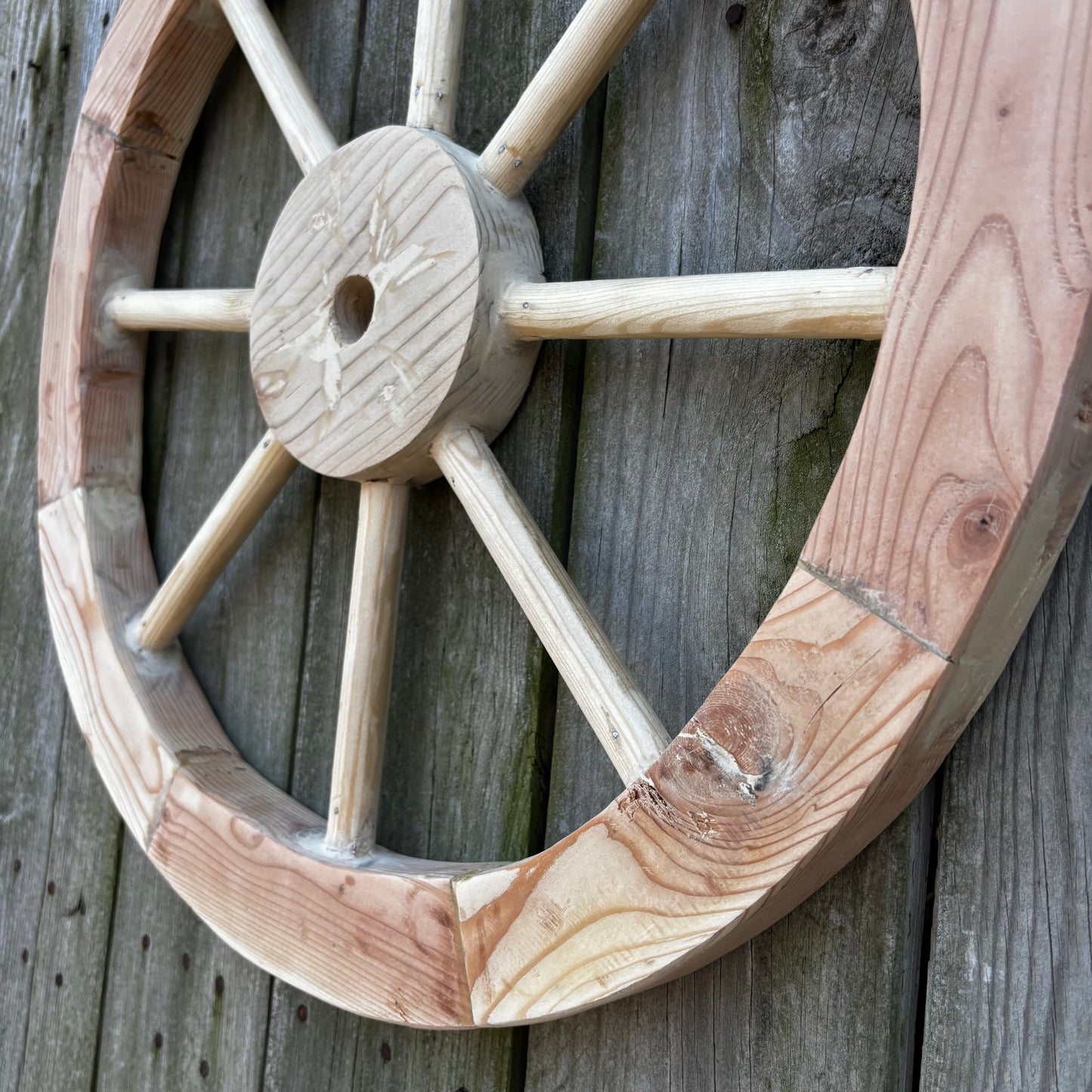 DECORATIVE WAGON WHEEL WOOD WALL ART WESTERN HOME DECOR HANDMADE TEXAS USA