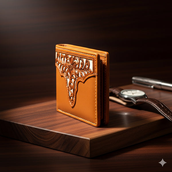 MEN'S WALLET GENUINE LEATHER BIFOLD WESTERN STYLE WALLET NEW