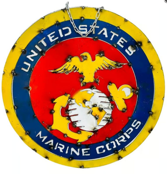 MARINE CORPS 23" CUSTOM METAL VINTAGE CRAFT SIGN DISC WALL ART WESTERN HOME DECOR HANDMADE #36-081
