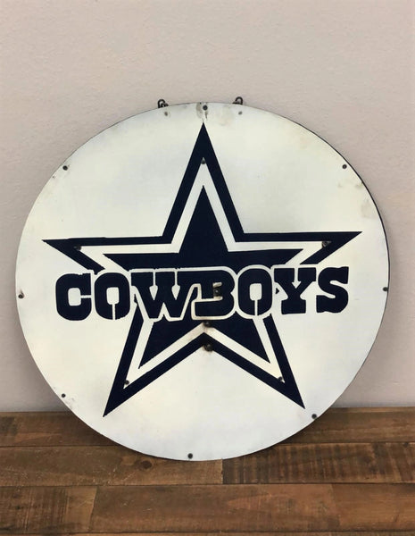 DALLAS COWBOYS 23" CUSTOM METAL VINTAGE SIGN DISC WALL ART WESTERN HOME DECOR HANDMADE #36-286
